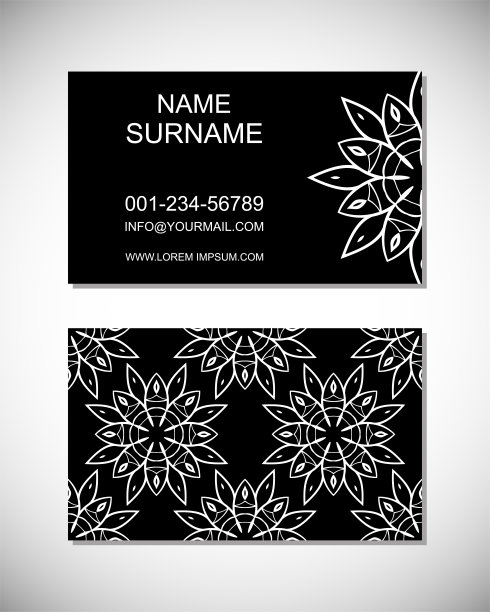 两张黑色花卉名片，你的设计手册图片下载
