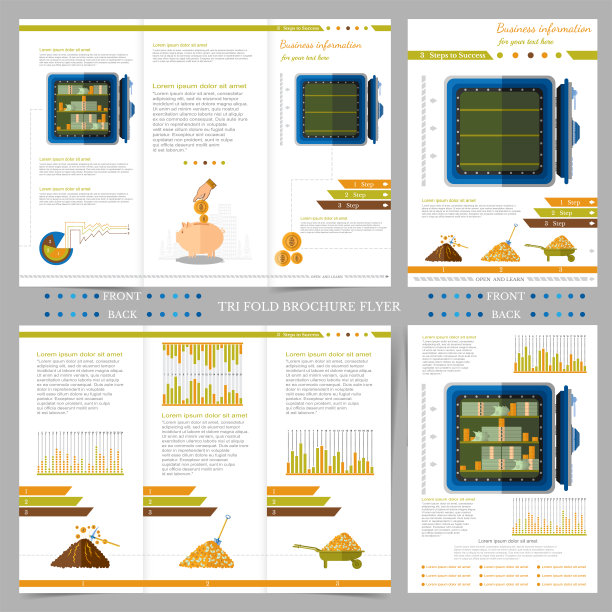 双面概念商业三折和传单图片下载