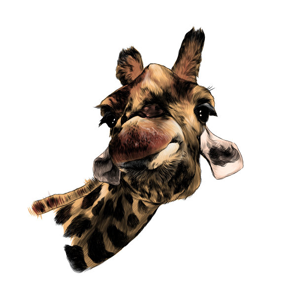 长颈鹿头滑稽表情嘴套滑稽图片下载