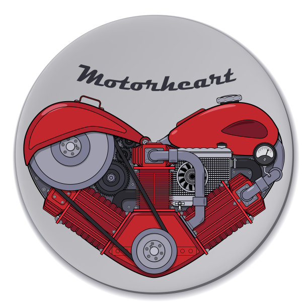 运动心脏在蒸汽朋克风格的圆圈上。矢量插图。图片下载