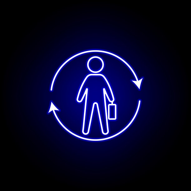 工人,刷新图标。人力资源元素插图霓虹灯风格图标。符号和符号可以用于网页，标志，手机应用程序，UI，用户体验图片下载