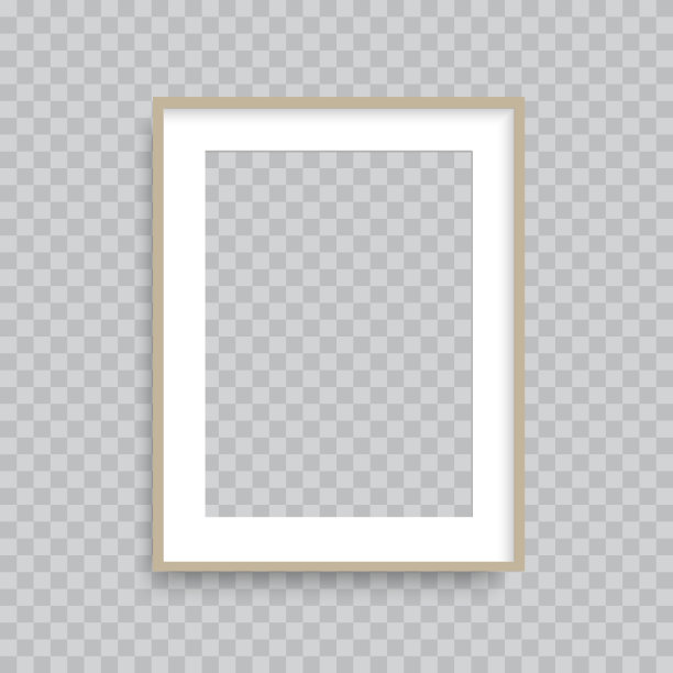 棕色木制透明相框。向量图片下载