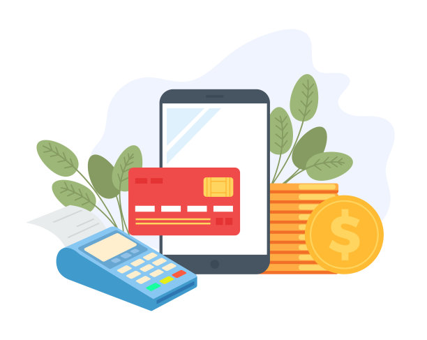 网上支付无线技术概念。矢量平面设计卡通插图图片下载