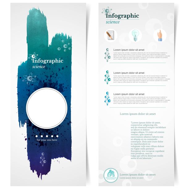 矢量海报模板与水彩油漆飞溅。科学或化学文件，传单，海报和标语牌的抽象背景图片下载