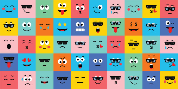 情感平淡，卡通风格。图片下载