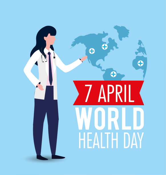 带听诊器的妇女到世界卫生日素材图片