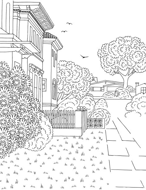 郊区社区的手绘插图图片下载