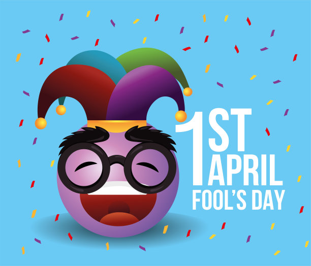 戴着小丑帽的快乐表情，祝你愚人节快乐图片下载