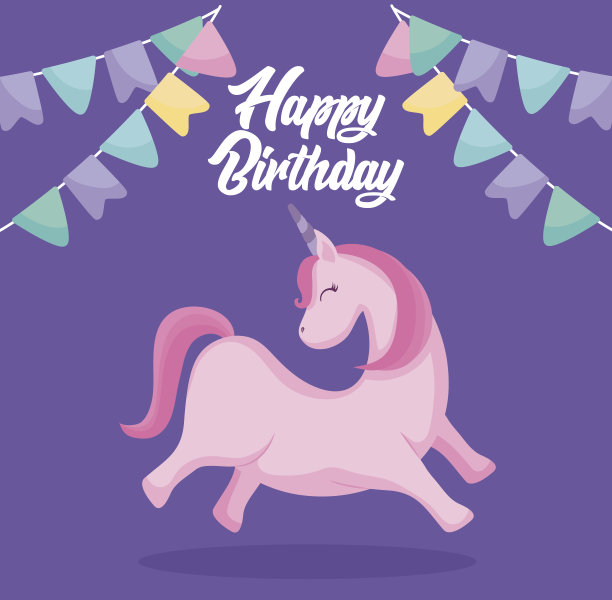 可爱独角兽生日贺卡图片下载