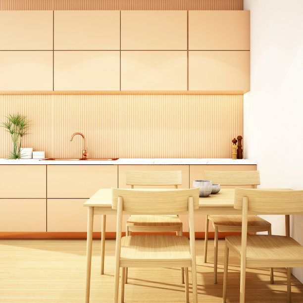 厨房室内设计采用现代风格，3d渲染，3d插画图片下载