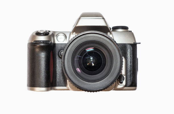 经典的照片相机孤立在白色背景。复古相机。大圆镜头的胶片照相机图片下载