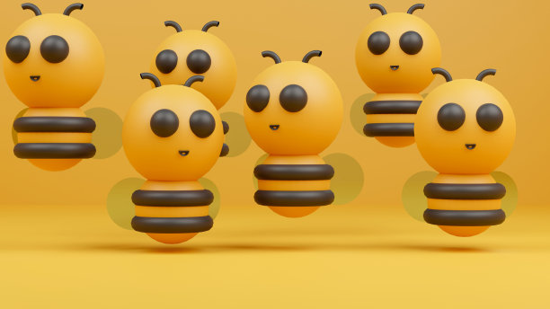 可爱的可爱的蜜蜂。三维演示图片下载