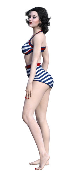 3D插图复古海报女郎在白色图片下载