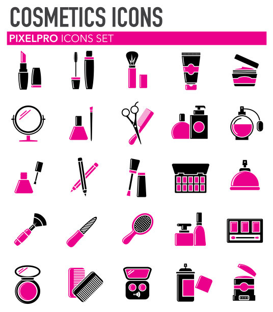 美丽相关的图标设置在白色背景的图形和网页设计。简单的矢量信号。网站按钮或手机应用的互联网概念符号。图片下载