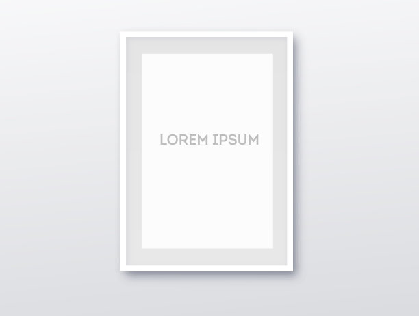 A3、A4竖空白相框供拍照用。矢量现实的纸或塑料白色相框垫宽边界阴影。孤立的图片框架模型模板在灰色背景图片下载
