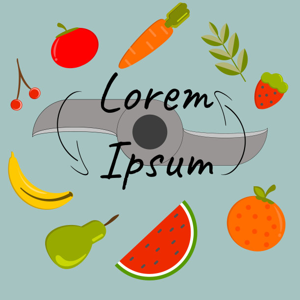 搅拌机刀片水果和蔬菜插图设计纯素矢量文字图片下载