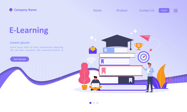 E学习概念。具有人情味的远程教育在线课程。适合网页登陆页面，ui，手机应用，横幅模板。矢量图图片下载