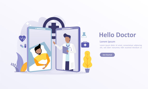 在线医生概念与视频会议人们咨询医生通过智能手机。适合网页登陆页面，ui，手机应用，横幅模板。矢量图图片下载