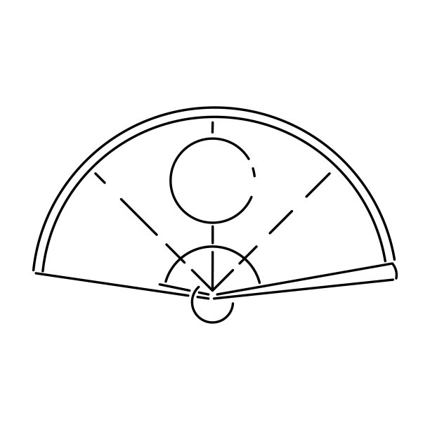 日本神道教纸仪式手扇矢量插图简化旅游图标。仪式的护身符。佛神社。中国，亚洲传统符号。线素描。写实元素设计，织物印花。图片下载