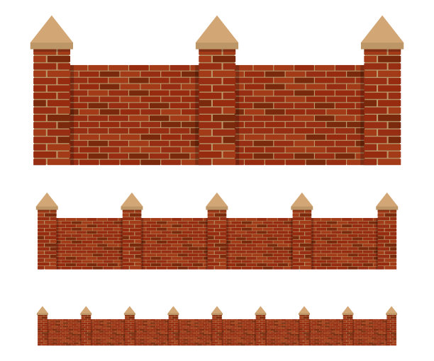栅栏砖矢量设计插图孤立在白色背景上图片下载