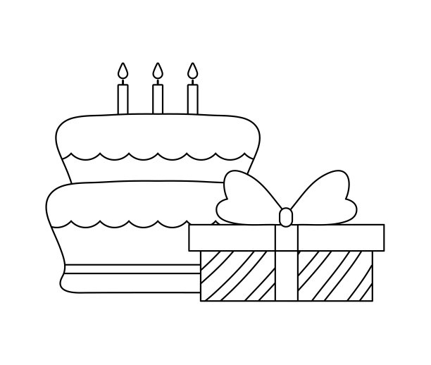 甜蜜的生日蛋糕与礼盒图片下载