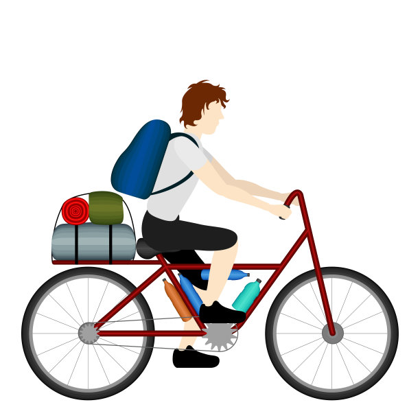 孤立的男性自行车游客骑着他的自行车图片下载