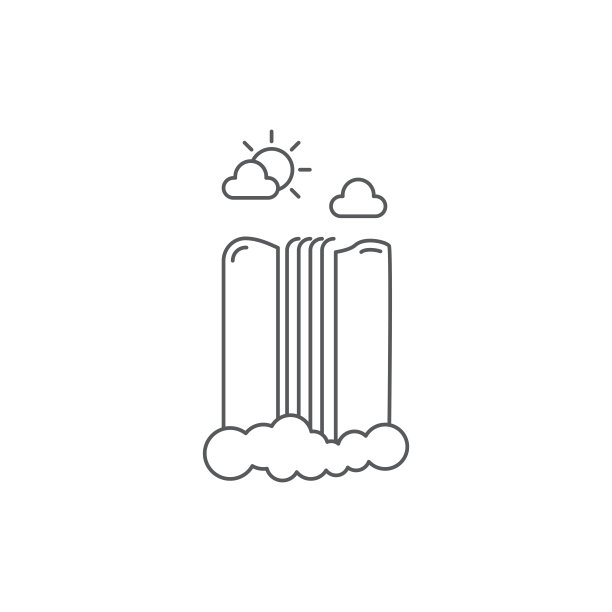 瀑布景观矢量图标概念，孤立的白色背景图片下载