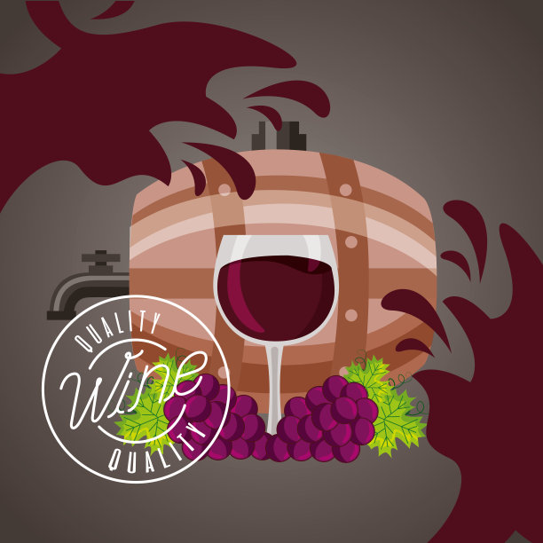 酒木桶杯和葡萄图片下载