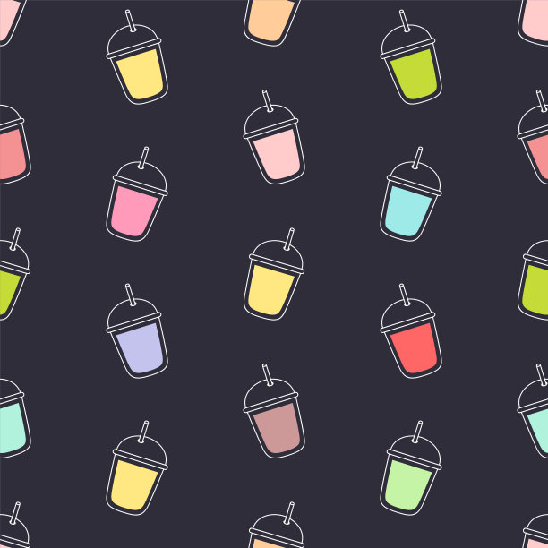 Smoothie矢量插图。黑色背景上无缝矢量图案图片下载