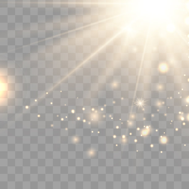 金色发光的光在透明的背景上爆炸。光线装饰效果的矢量插图。矢量插画家图片下载