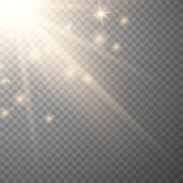 金色发光的光在透明的背景上爆炸。光线装饰效果的矢量插图。矢量插画家图片下载