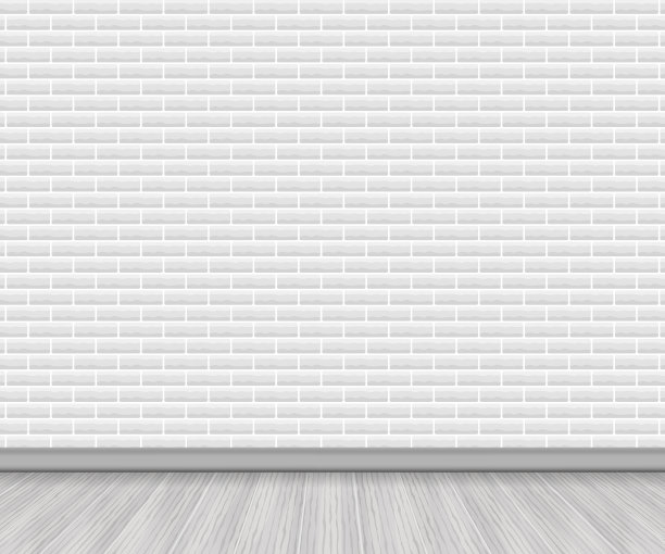 真实的木地板和白色的砖。矢量插图。图片下载