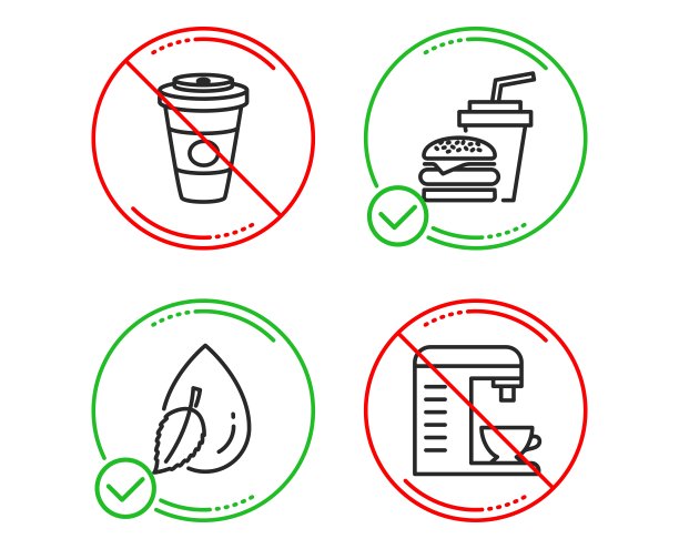 水滴，外卖咖啡和汉堡图标集。咖啡机的信号。向量图片下载