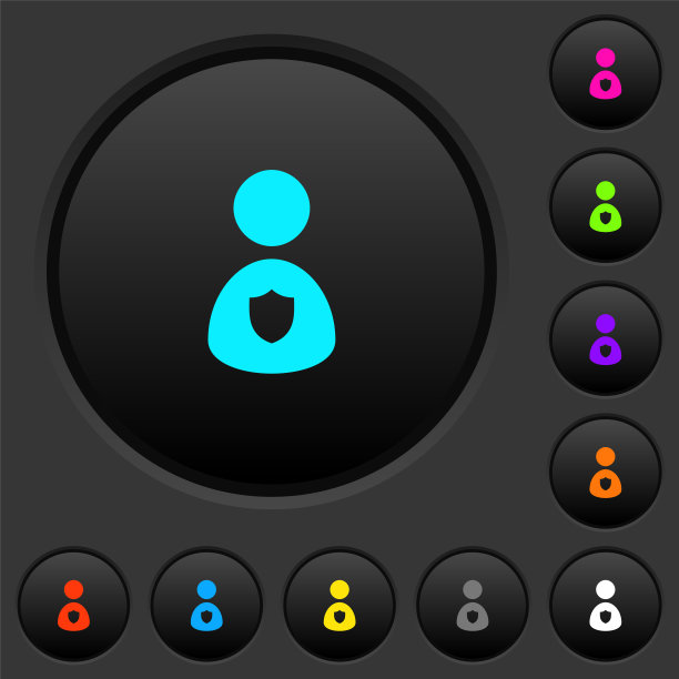 保安用黑色按钮和彩色图标图片下载