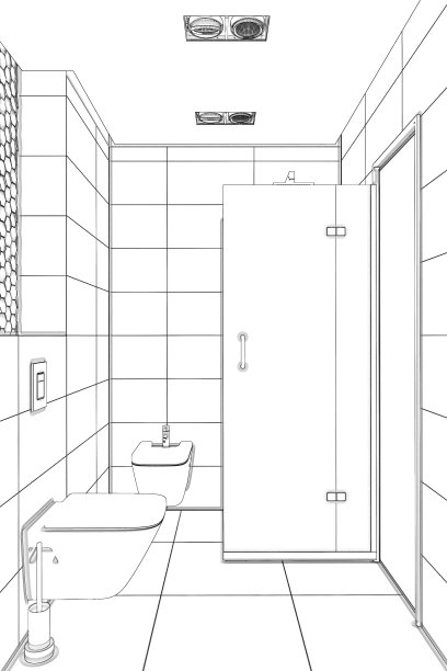 现代白色淋浴房的草图图片下载