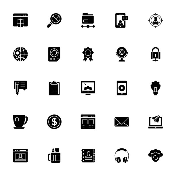 SEO相关Glyph矢量图标包图片下载