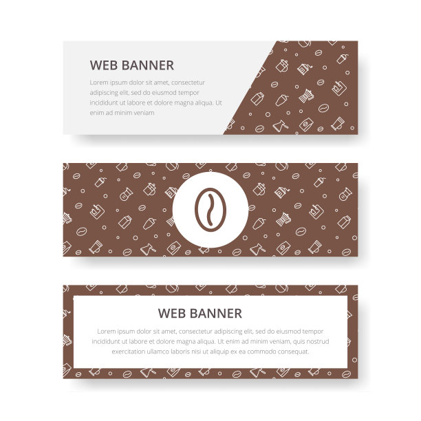 咖啡色水平网页横幅，名片，矢量模板设计图片下载