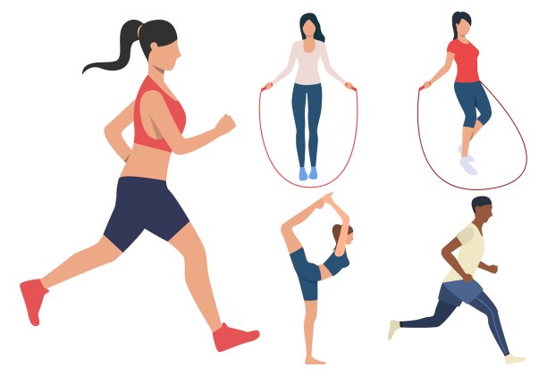 健身活动。男人和女人在跳绳图片下载