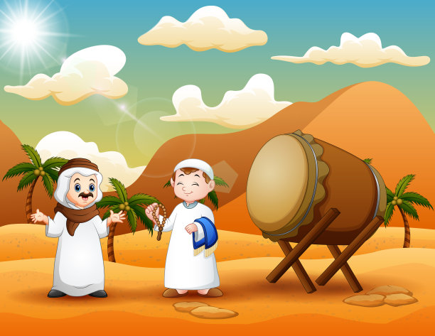 沙漠中的两个阿拉伯人图片下载