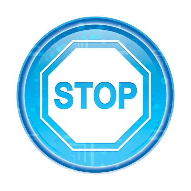停止标志图标花蓝色圆形按钮图片下载