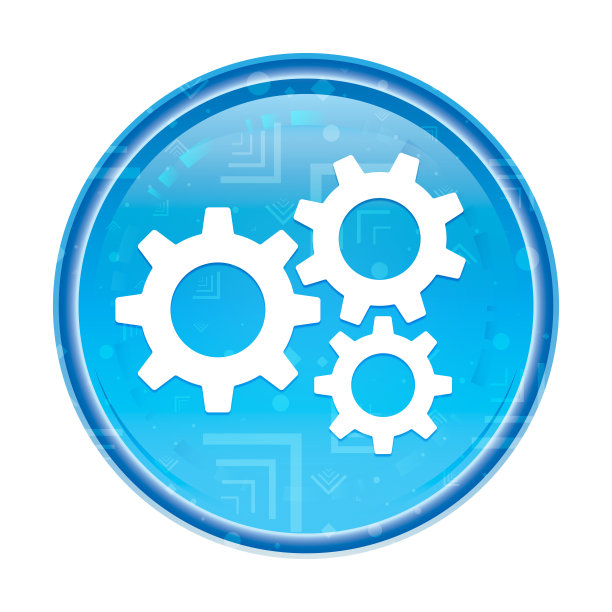 设置齿轮图标花蓝色圆形按钮图片下载