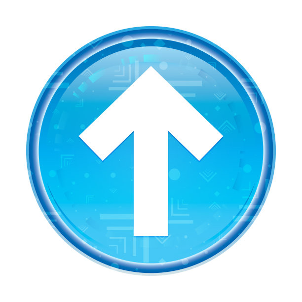 向上箭头图标花蓝色圆形按钮图片下载
