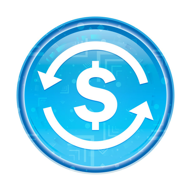 货币兑换美元符号图标花蓝色圆形按钮图片下载