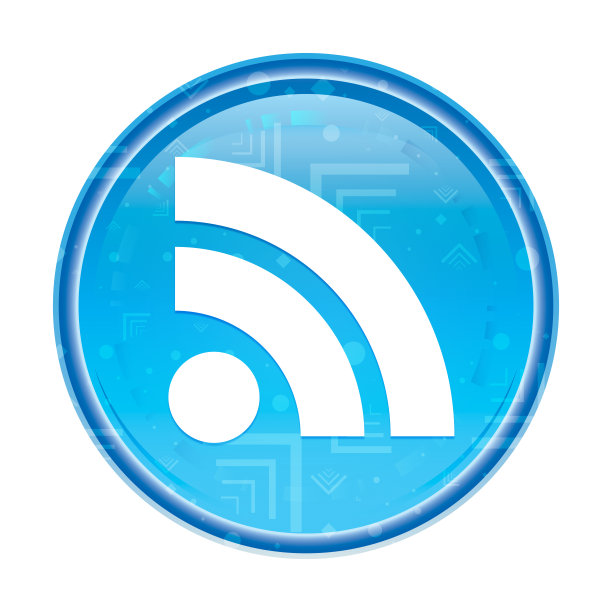 RSS饲料图标花蓝色圆形按钮图片下载