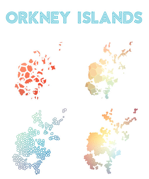 奥克尼群岛多边形岛屿地图。图片下载