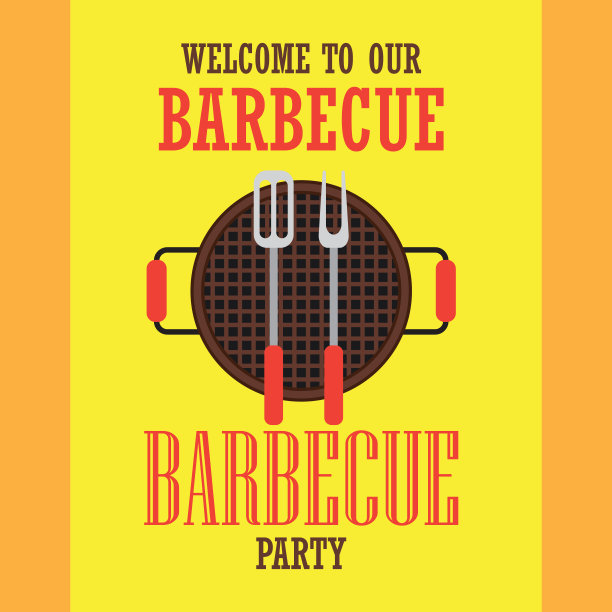 烧烤邀请海报的概念烧烤派对。矢量图图片下载
