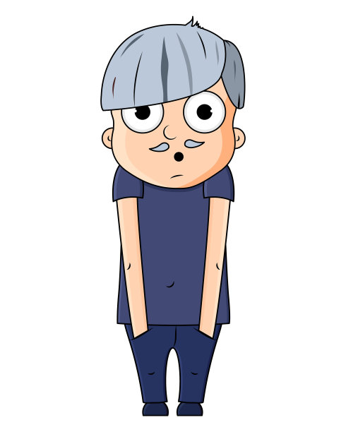 可爱的卡通小爷爷与惊喜的情绪。矢量图图片下载