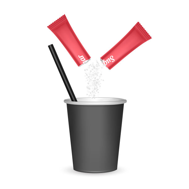 黑色的纸杯和糖棒在黑色的背景，外卖咖啡杯，现实的模型图片下载
