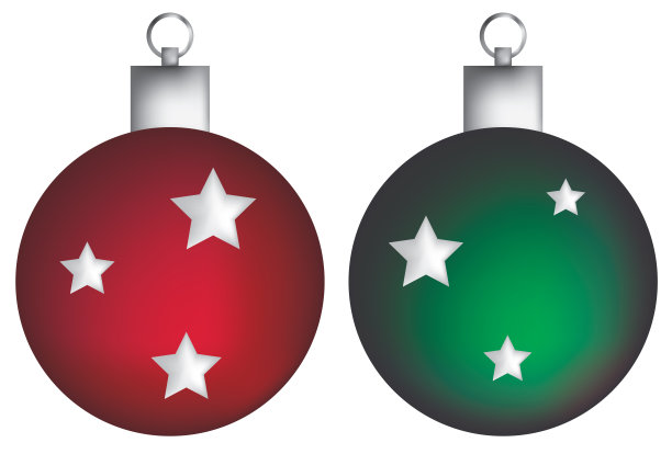 红色和绿色的圣诞灯泡图片下载