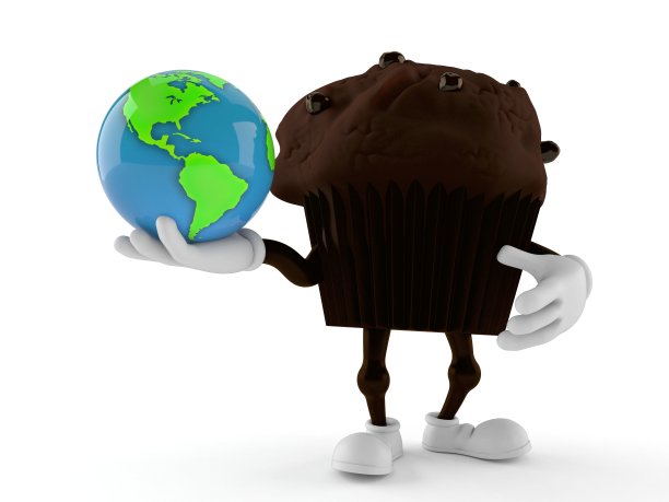 松饼字符持有世界地球仪图片下载